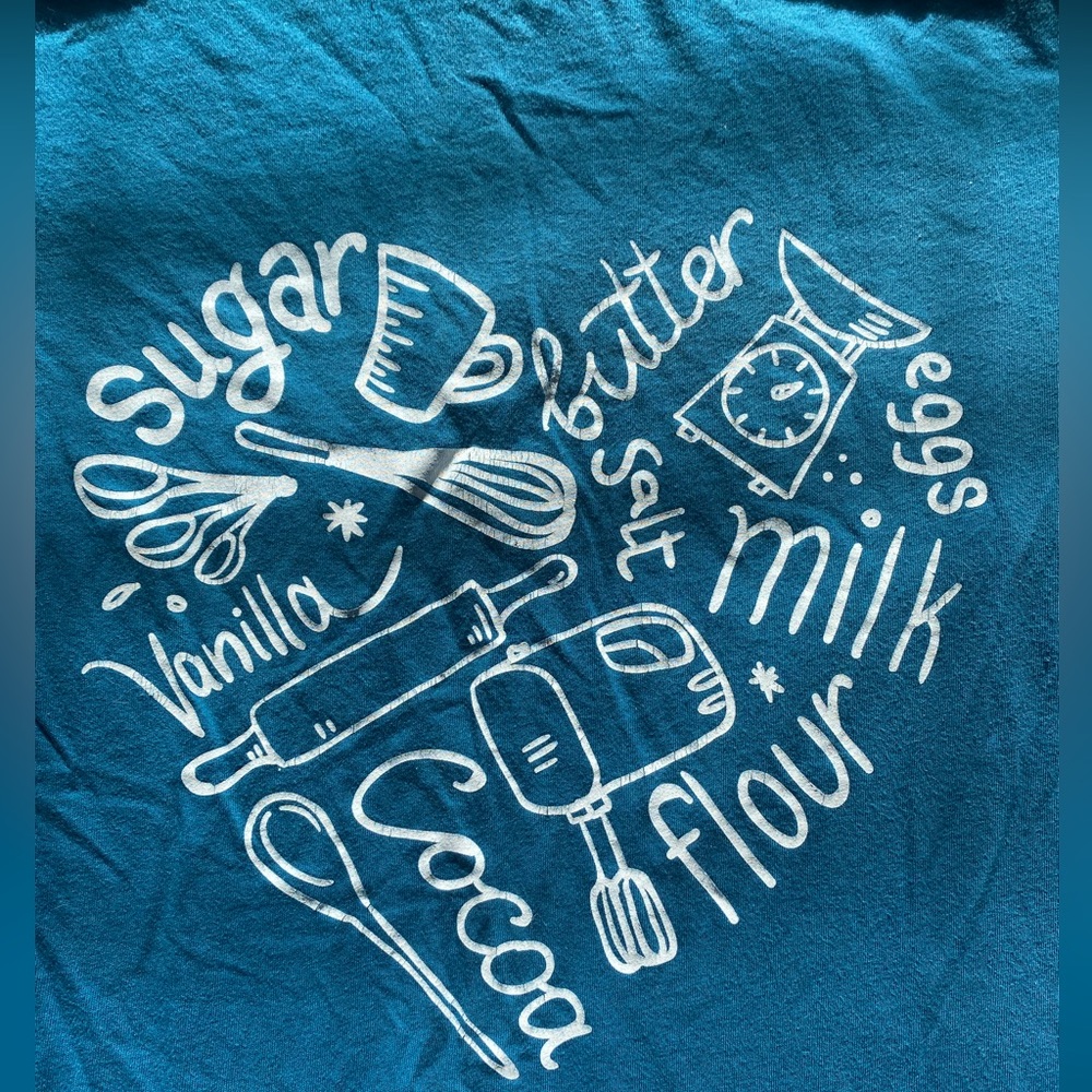 Baking Inspired Tee. Medium cobalt blue worn a couple times - Picture 2 of 3